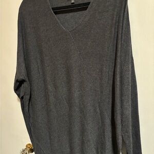 Lord & Taylor Charcoal V-Neck Top